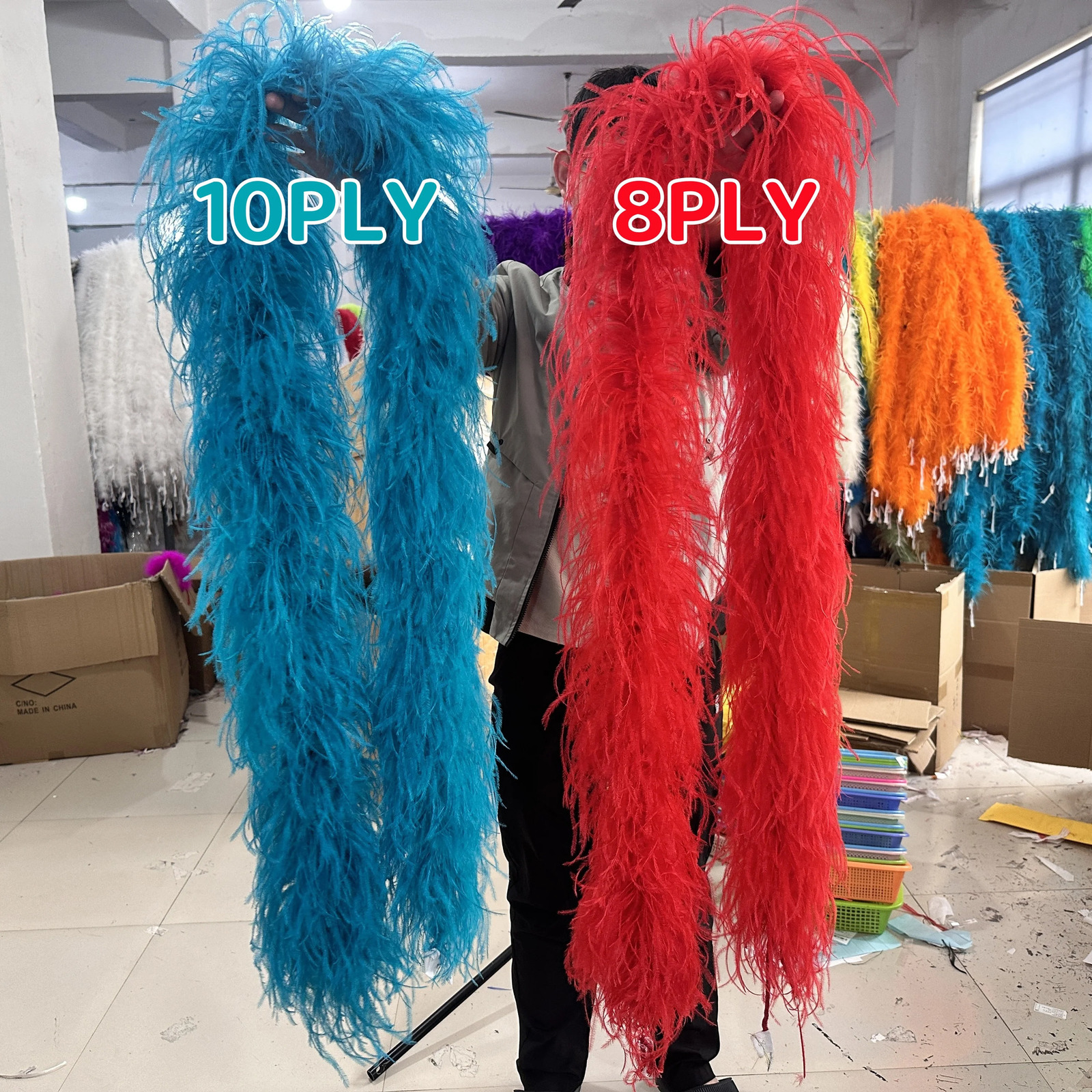 2M Color Fluffy Ostrich Feather Boa 6 10Ply True Feather Boa Party Wedding Ostrich Plumes Decorative Clothing Sewing Accessories 241212