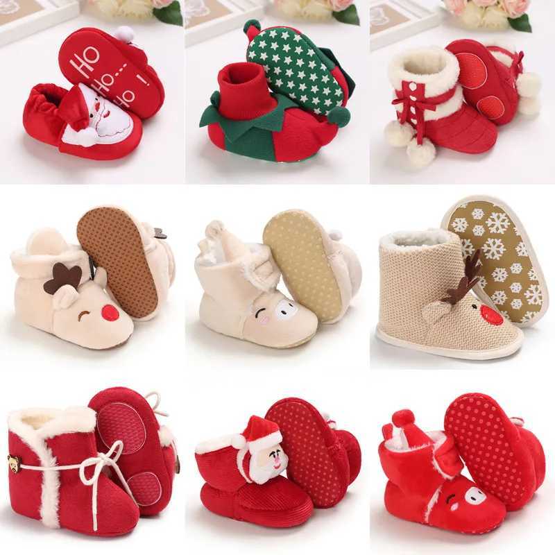 Boots Christmas Warm Soft Shoes Baby Toddler First Walkers Winter Boys Girls Xmas Cosplay Cute Cartoon Kids Animal H2412124XTC