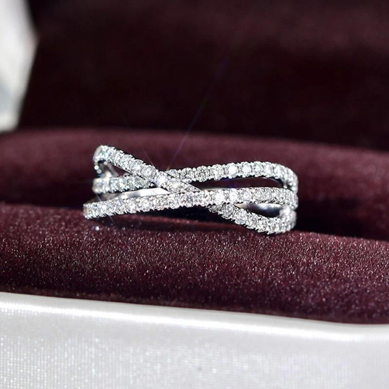 Huitan Chic Cross ring cubic zirconia silver womens accessory used for weddings engagement parties fashion jewelry 241210