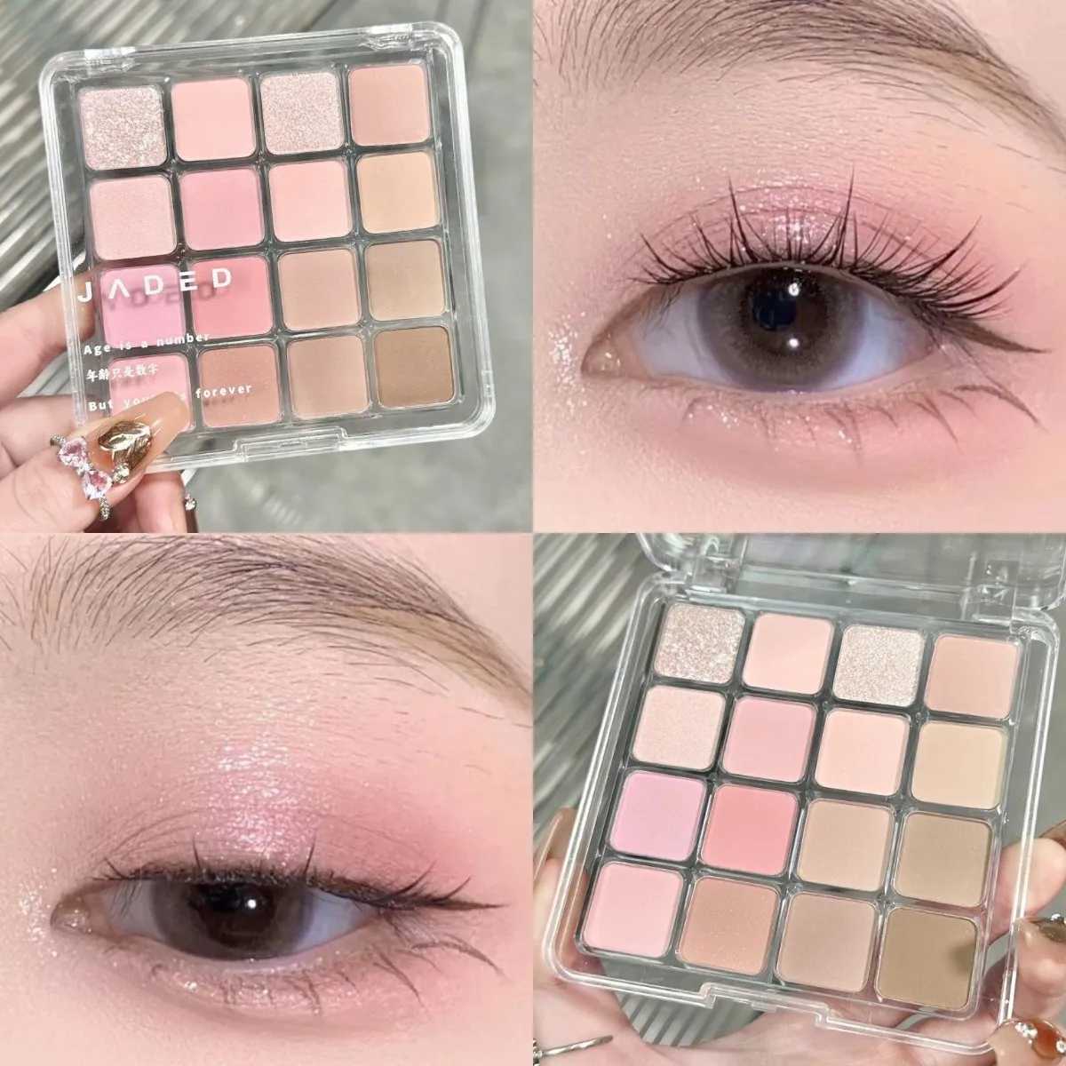 16 color eye shadow palette matte low saturation waterproof glitter pink eye shadow durable eye shadow korean cosmetics newW241212