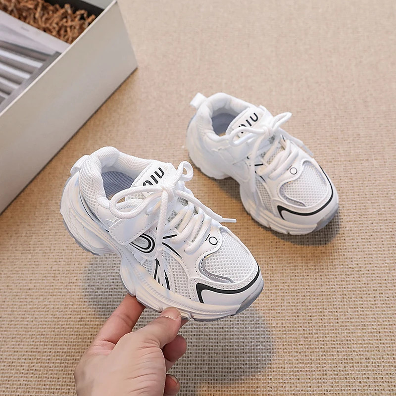 Childrens mesh breathable short chubby shoe n unisex white casual sports boys and girls tennis shoes childrens autumn 6-13Y C260130