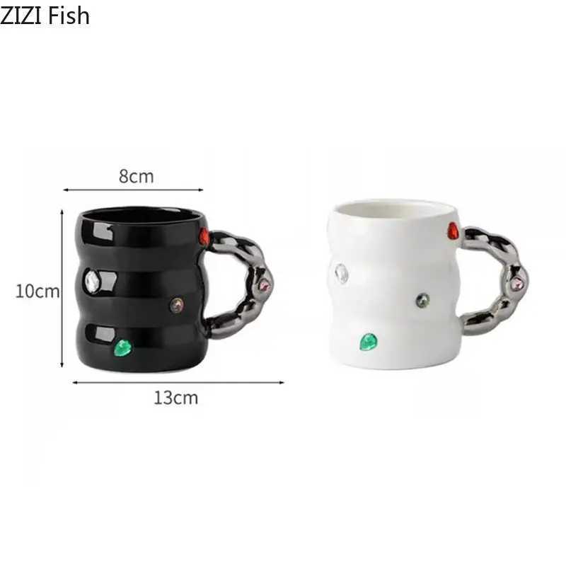 Creative Gem Water Cup Light Luxury Home Ceramic Cup Afternoon Tea Coffee Cup Breakfast Milk Cup Beverage Set Y241211