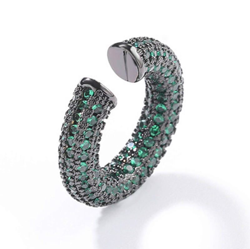 Top Quality Clip On Open Cuff Earrings For Men Green Red Black Bling Cubic Zirconia Colorful Cz Stones Ear Clips Hip-hop Ins Ear Accessories Pendiente
