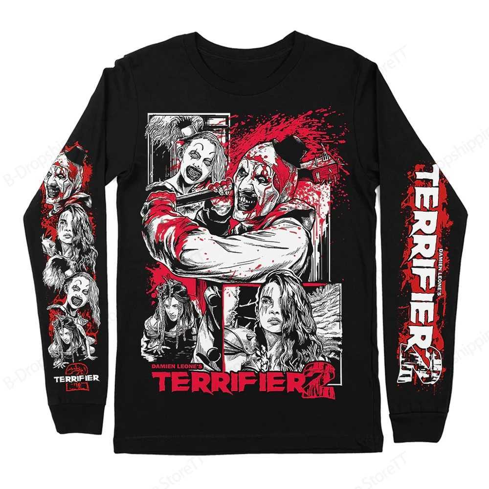 Mens Long Sleeve T-shirt 3d Horror Movie Terrifier Print Tshirt Men Women Fashion Halloween T shirt O-neck Loose Tops Tees GiftXJ241210