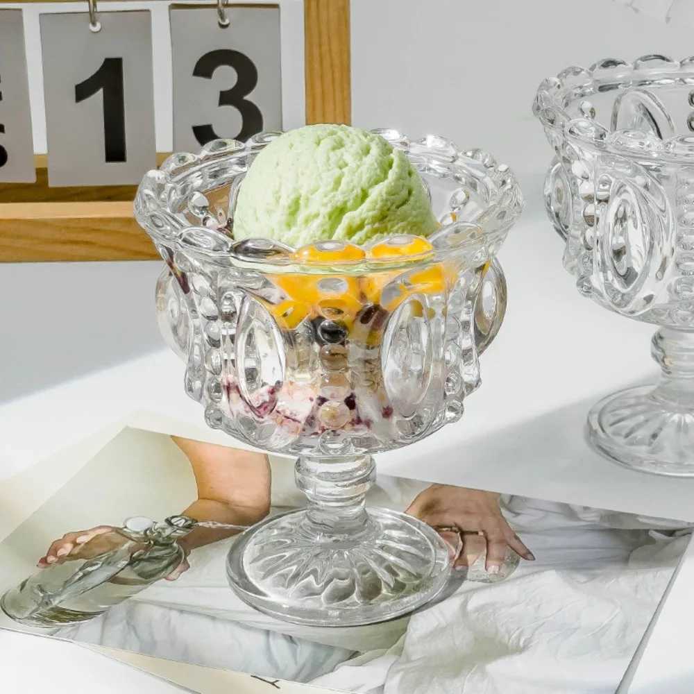 Irregar Shape Creative Retro Crystal Cup Exquisite Transparent Standing Cup Dessert Cup Y241211