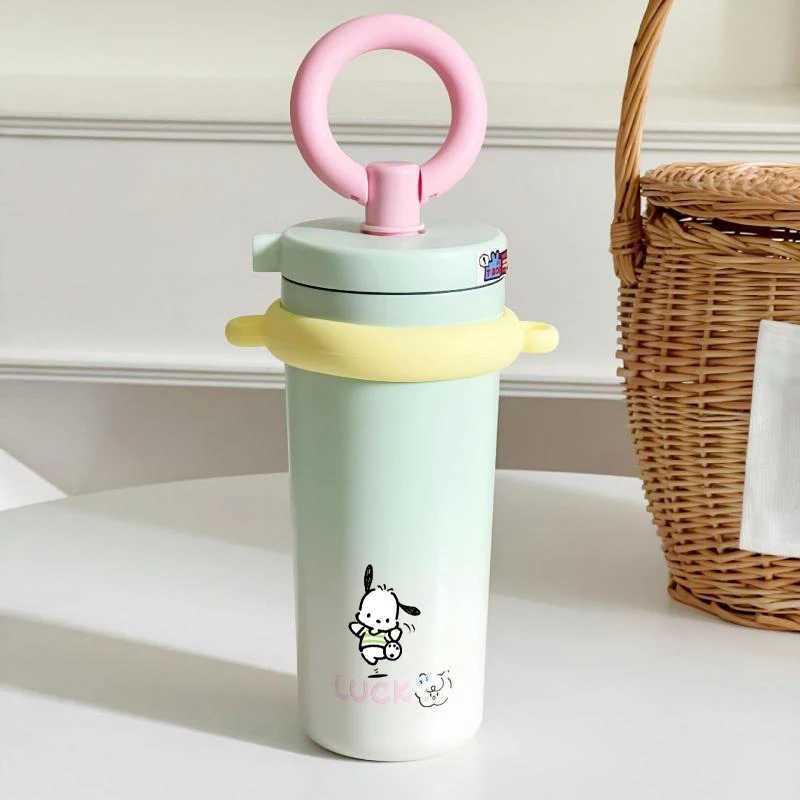 New Miniso Pochacco Melody Ppin Crazy Cup Girl Dopamine Cute Straw Cup Large Capacity Portable Simple Water Cup Y241211