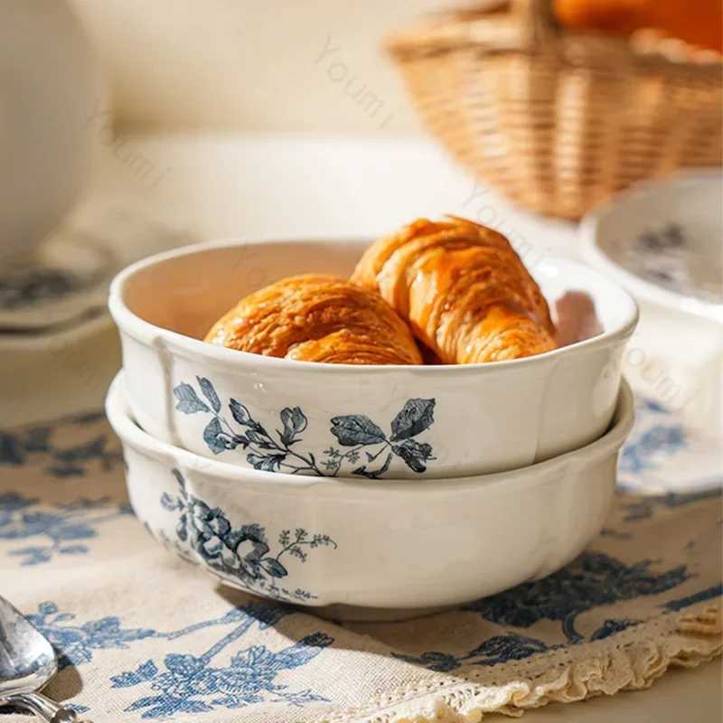 Vintage French style ceramic coffee cup luxurious dessert shop exquisite coffee cup and plate set afternoon tea fruit bowl Y241211