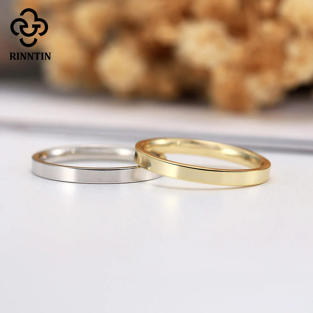 Rindtin 925 sterling silver 1mm 2mm m simple wedding statement ring womens anniversary stacked finger jewelry APR33 241210