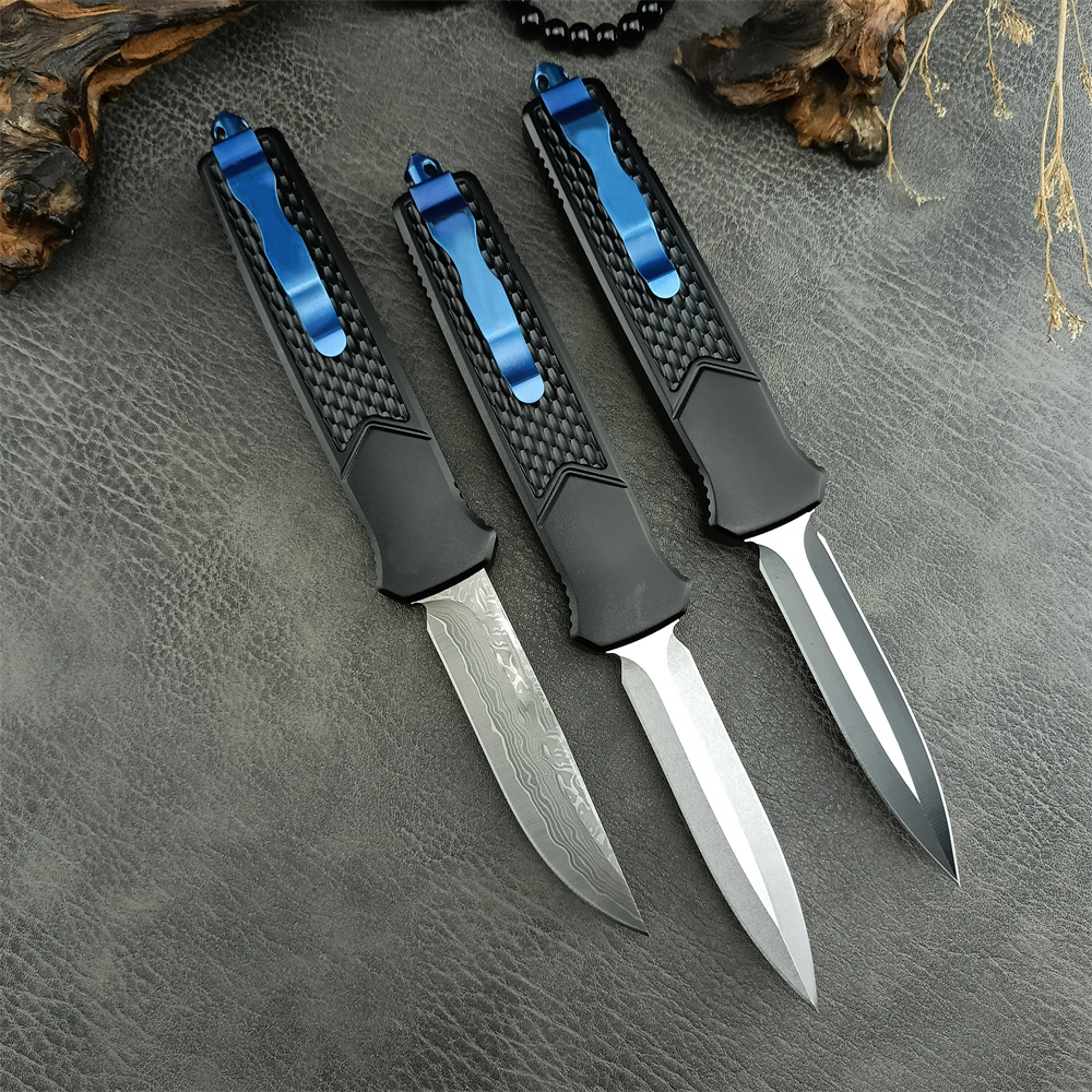 BM Damascus/D2 Steel Assisted Pocket Knife High Quality Aluminum Handle EDC Outdoor Camping Tools Hunting Survival Knives Christmas Gift 3300 3370 340