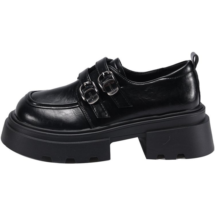 Women Casual Shoes:British Style Simple Design Leather Shoes New Product Thick Sole Increase Height ,Black/Brown,Free shipping