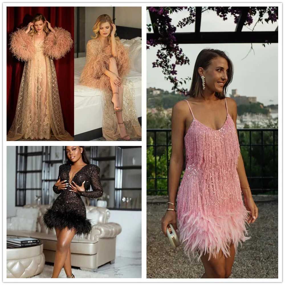 6ply 10ply Ostrich Feather Boa Decoration 1M 2M Customized Ostrich Plumes Shawl Wedding Party Clothing Decoration Plumes Scarf 241212