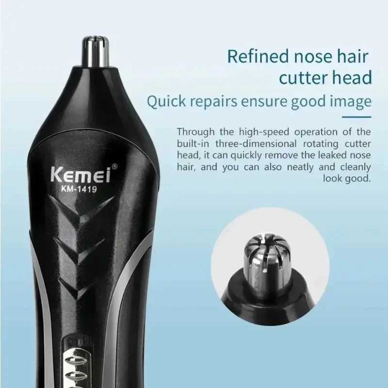 Kemei KM-1419 Rechargeable Electric Hair Clipper MenS Household Shaver Hair Trimmer and Nose Trimmer 3 in 1 Hair Clippers Men W241212