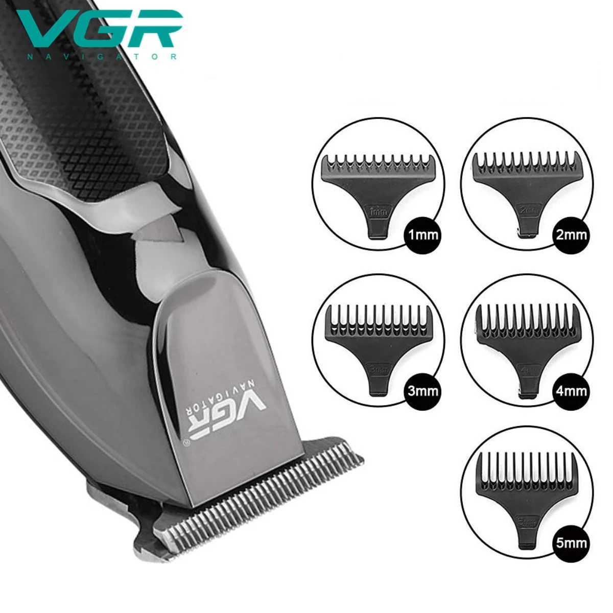 VGR Barber Professional Barber LED Display Mens Hair Clipper Rechargeable Mini Mens Hair Clipper V-070 W241212
