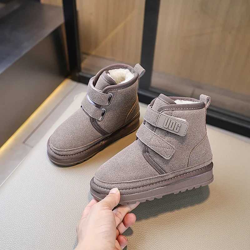 Boots Children Snow Boots 2025 New Style Boys Girls Baby Faux Suede Frosted Cotton Boots Plush Winter Warm Shoes Kids Size 26-37 H241212
