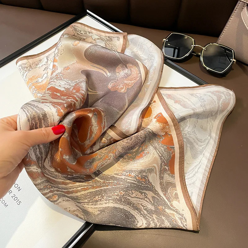 100% Silk Scarf Womens Mulberry Tree High Quality Spring Square Fashion Founder Womens Shawl Bag Headscarf 241211