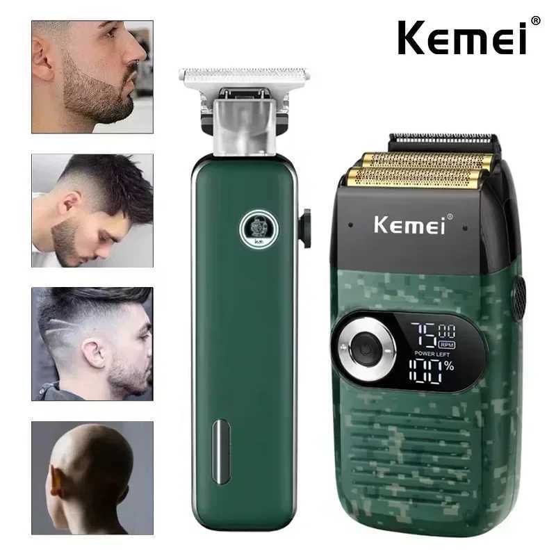 Kemei KM-2027 KM-5098 Professional Hair Clipper and Beard Trimmer New Design USB Rechargeable Shaver for Men Electric Clippers W241212