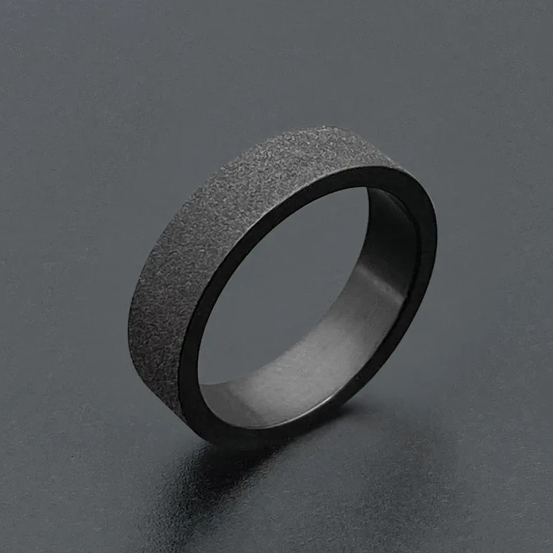 m 5mm Womens Couple Black Ring Matte Finish Finger Jewelry 241210