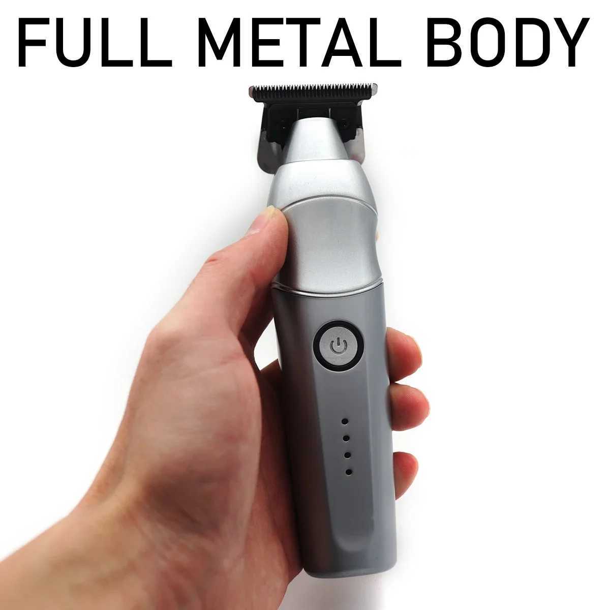 Mens hair trimmer DLC T-Blade all metal with base charger zero gap low noise professional hair trimmer W241212