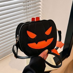 Halloween Fun Pumpkin New Fashion Color Comparison Creative Splicing Fashion Single Shoulder Women's Cartoon Crossbody Bag