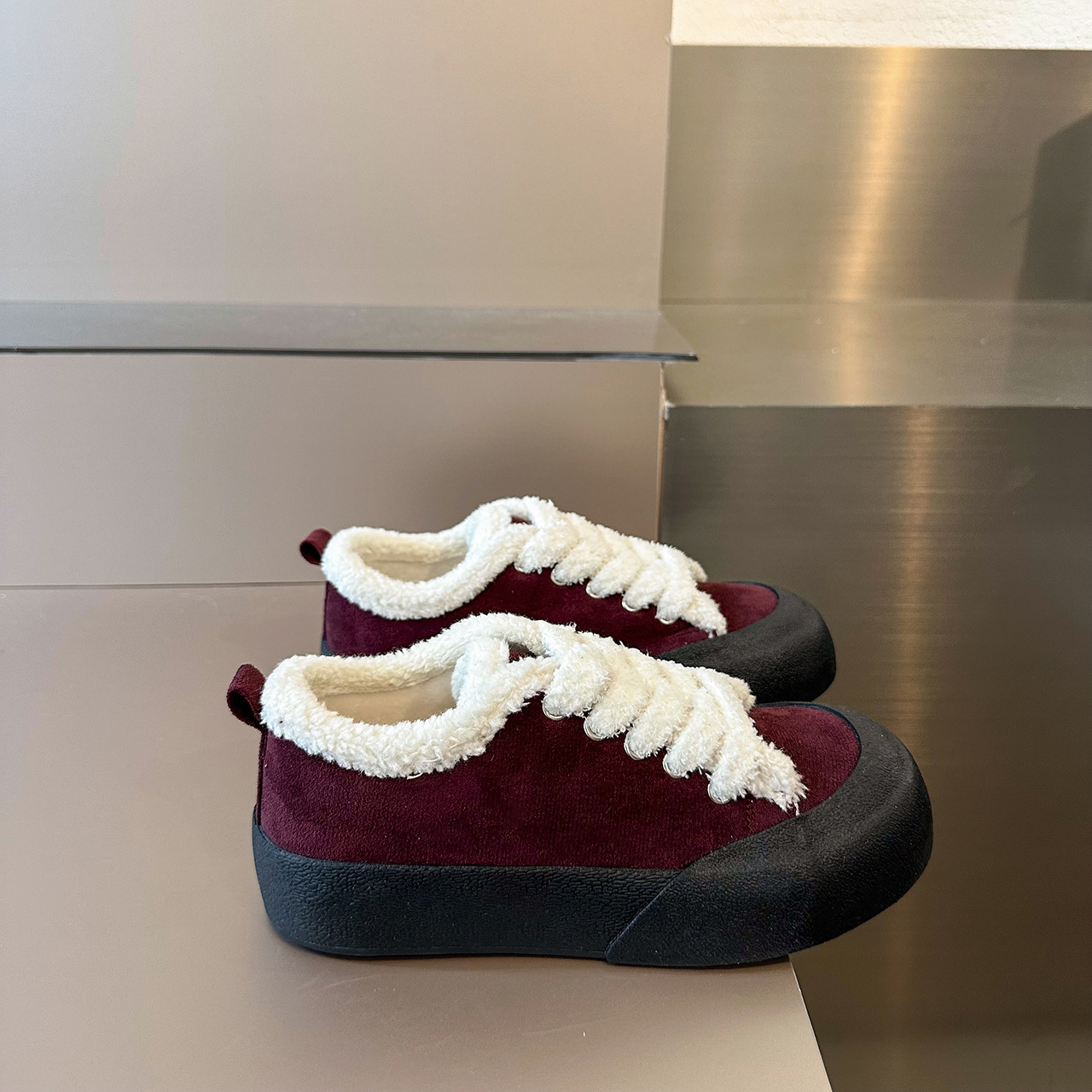 Women Casual Shoes:Thick Sole Warm Cotton Shoes Simple Style Korean Version Lop-top Versatile,Pink/Brown/Purple,Free shipping