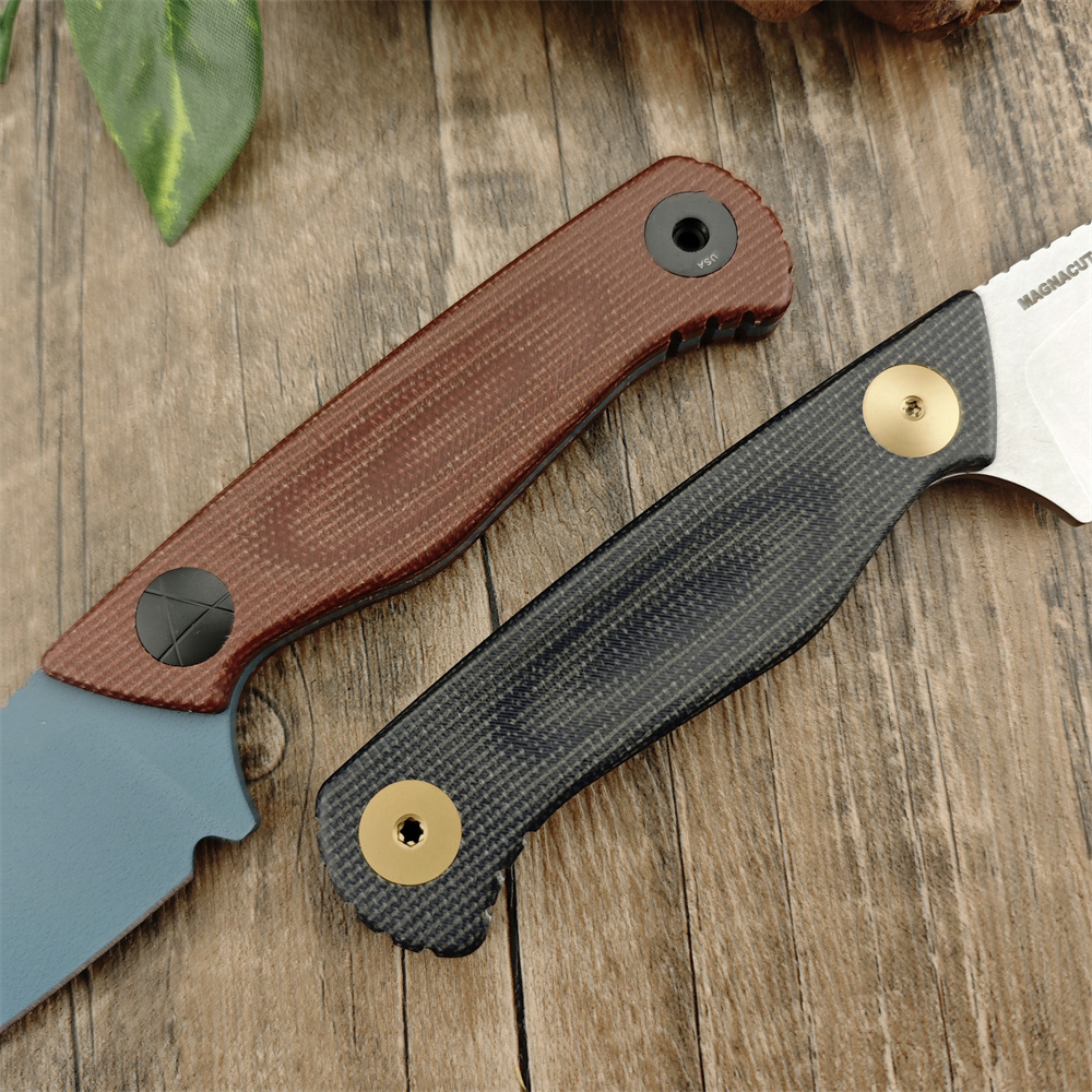 High Quality BM 203BT-01 DACIAN Jungle Tactics Fixed Blade Brown Canvas Micarta D2 Steel Easy To Carry Outdoor Hunting Hiking Pocket Knife with PIM Po