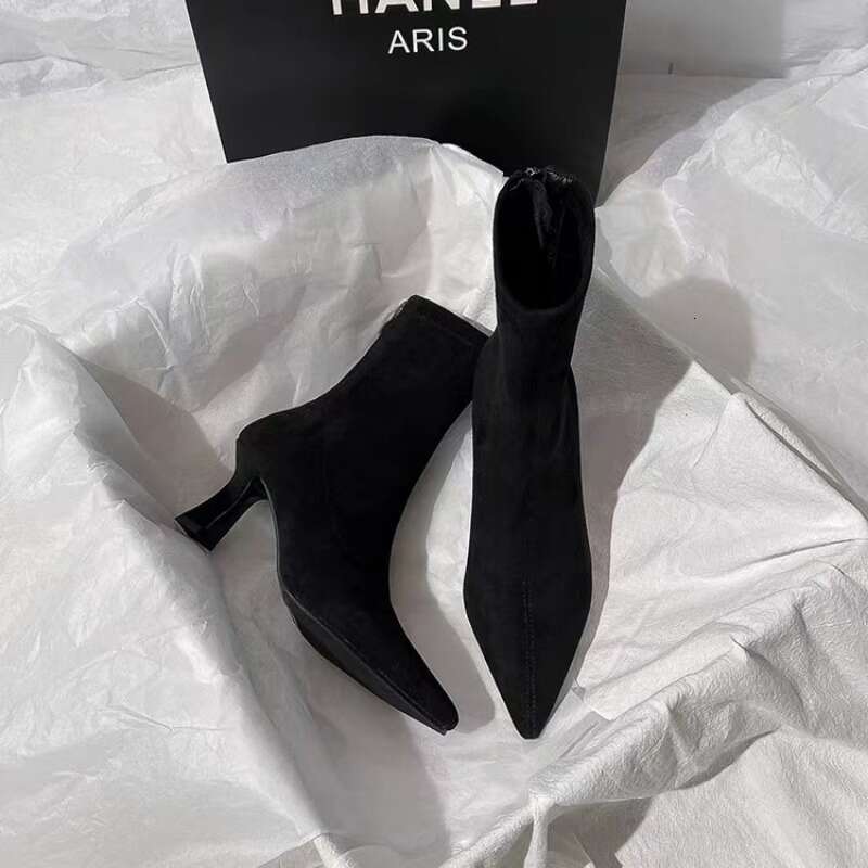 Autumn Women Sexy Pointed Toe Stretch Ankle Boots Short Shoes Fashion Partys Stiletto High Heel Socks Botas De Mujer