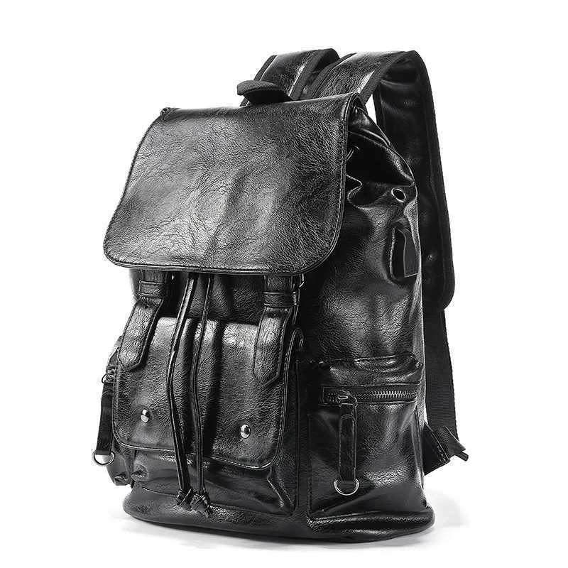 New trend mens Korean fi trend PU leather backpack large capacity European and style camouflage bag Z241212