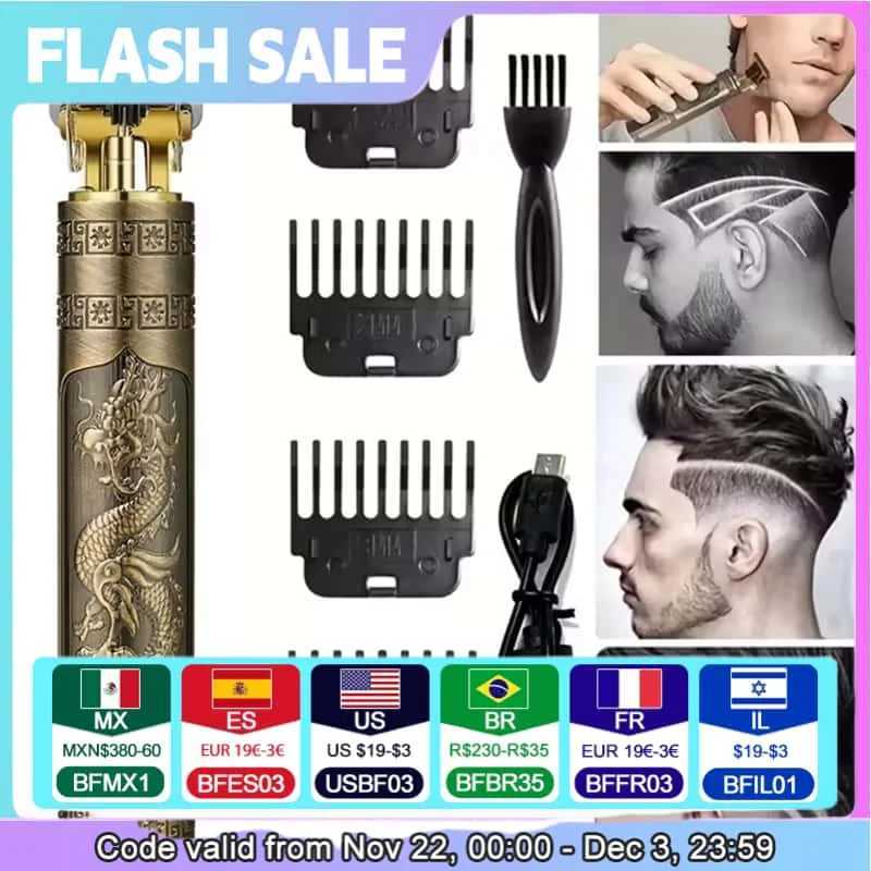 Electric Hair Clipper Professional USB Cordless Hair Clipper Professional Beard Trimmer Hair Beauty Kit Hair Clipper W241212