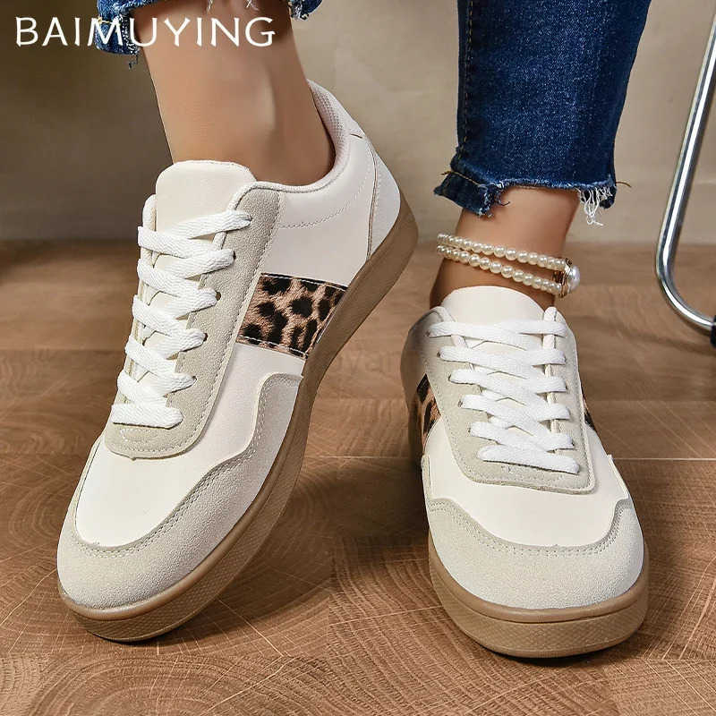 hot Leopard Print Sneakers for Women - Casual Lace Up Running Shoes, Comfortable Walking Flats with Stylish Design