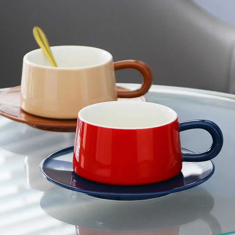 European style creative retro ceramic cup with high aesthetic value tea cup and sauce set luxury coffee g afternoon tea g Y241211