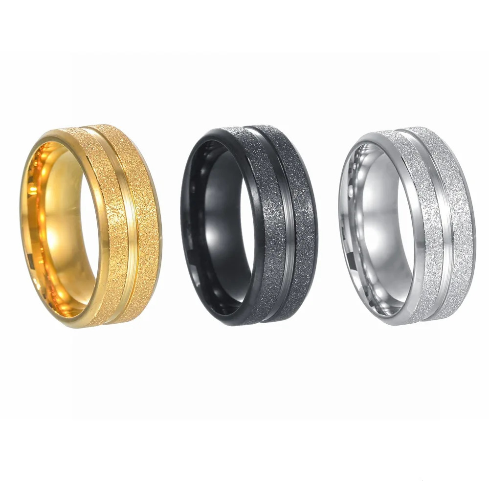 Simple 8mm Mens Couple Black Ring Matte Finish Finger Jewelry Wedding Gift 241210