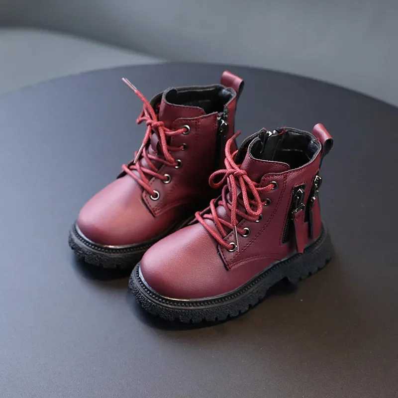 Boots 2024 Spring Autumn Winter Ankle Light Girl Platform Shoes Burgundy Beige Black Boys Short Super Cozy H241212X1P1