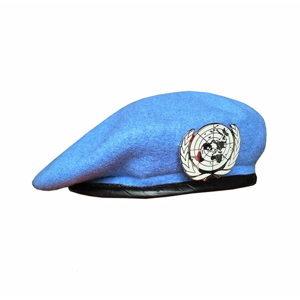 UN Blue Beret UN Peacekeeping Force Hat with UN Emblem Cockade Souvenir 241211