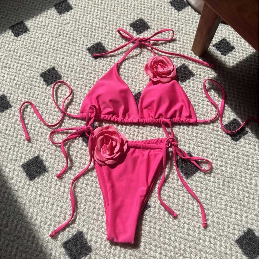 Trendy with Rose Bikini Set ss Sexy Summer Women Bikinis Two Pieces SwimsuitXJ241212