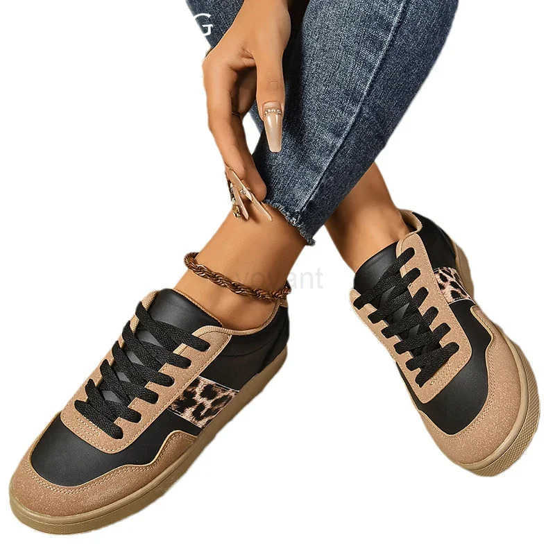 hot Leopard Print Sneakers for Women - Casual Lace Up Running Shoes, Comfortable Walking Flats with Stylish Design