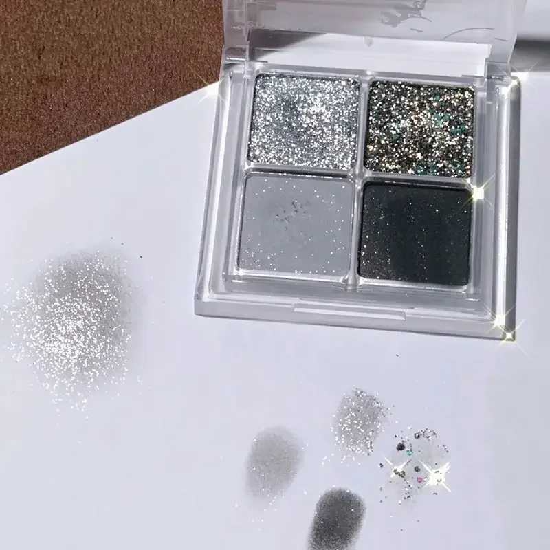 Eye shadow quad palette glitter sequins low saturation purple gray matte earth eye shadow tray makeupW241212