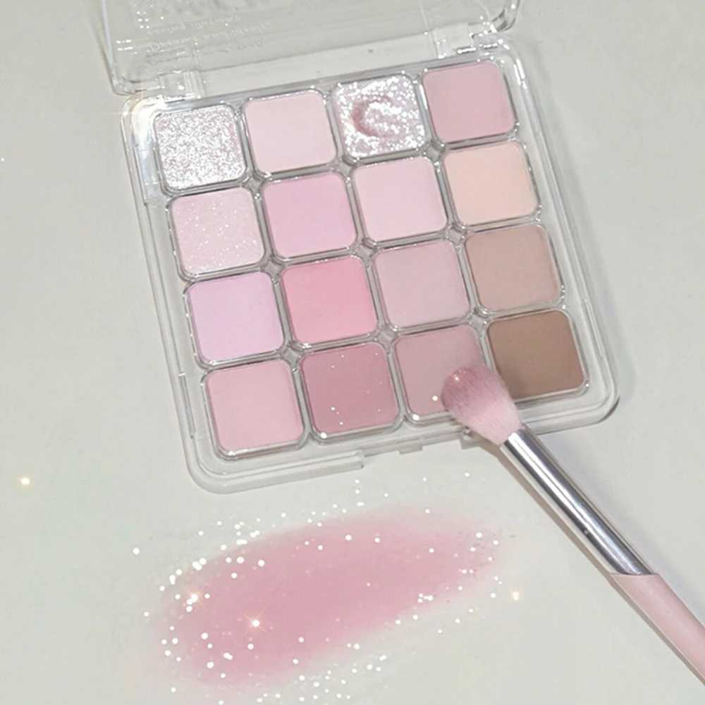 Pink peach glass matte eye shadow palette 16 color glitter earth color eye shadow pigment waterproof durable Korean cosmeticsW241212