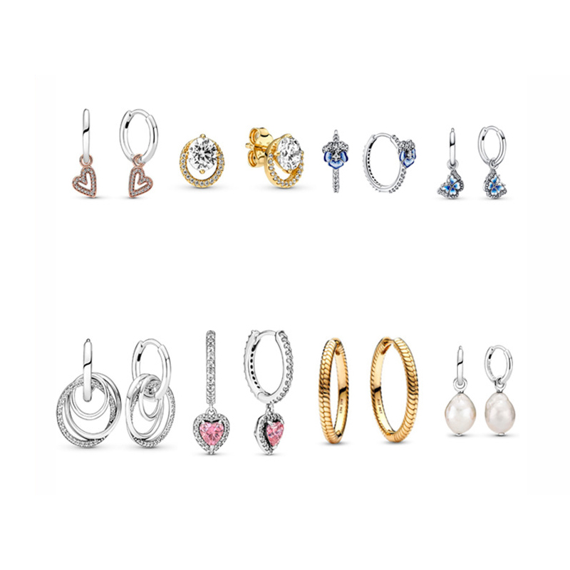 Classic Luxury Designer Heart Pearl Drop Dangle Earrings s925 Sterling Silver Diamond CZ Women Birthday Christmas Wedding Gift Jewelry E025