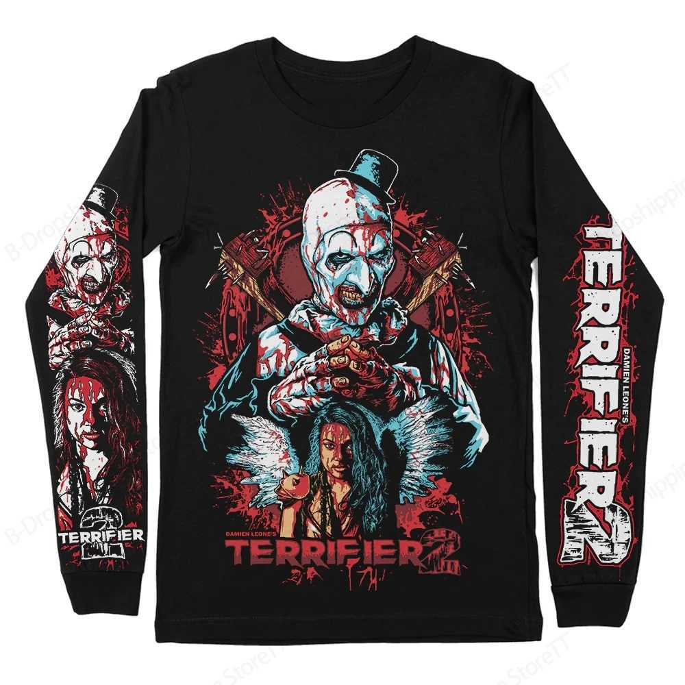 Mens Long Sleeve T-shirt 3d Horror Movie Terrifier Print Tshirt Men Women Fashion Halloween T shirt O-neck Loose Tops Tees GiftXJ241210