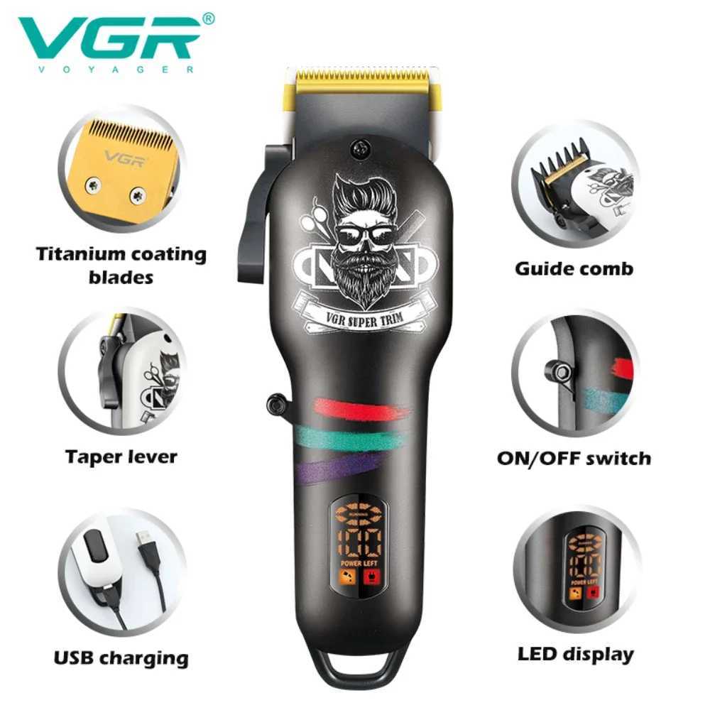 VGR Hair Clipper Electric Hair Cutting Machine Professional Barber Cordless Hair Trimmer Digital Display Clipper for Men V-699 W241212