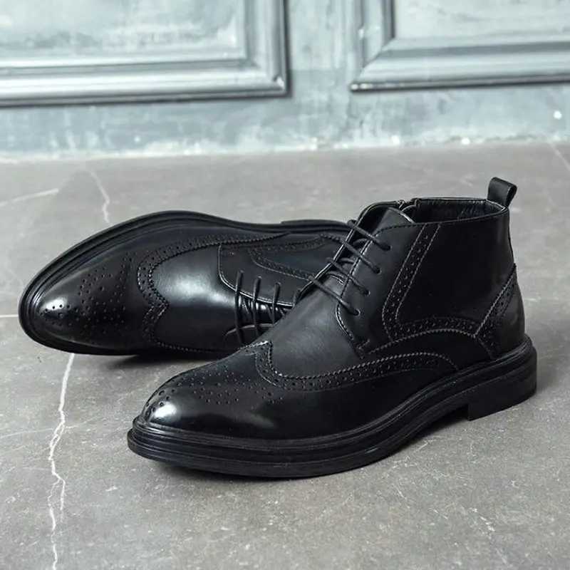 Men Fi Carved Oxford Business Formal Shoes Chelsea Ankle Boots Footwear Shoes Men shoes short Boots 2020XJ241212