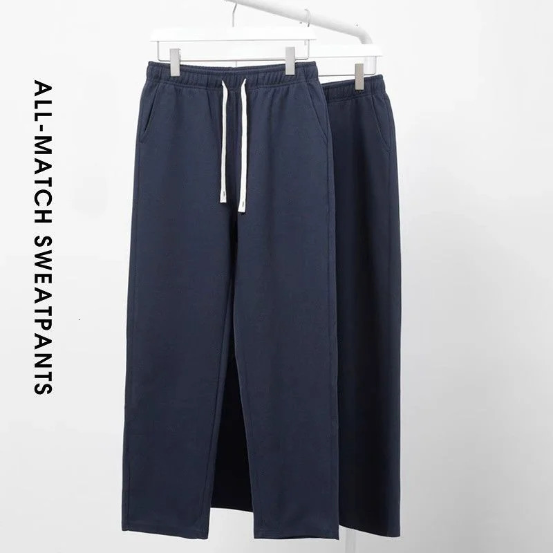 Mens Loose Straight Pants Diagonal Stripes Elastic Waist Allmatch Ankle Length Spring Autumn Casual Outdoor Sweatpants 241203Z