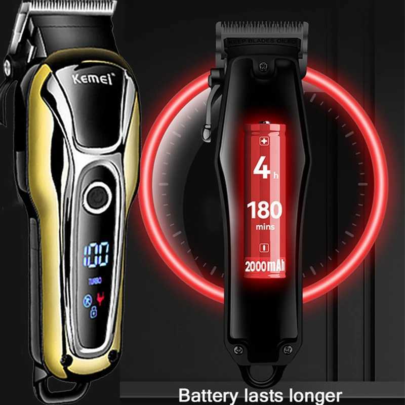 Kemei Hair Clipper Electric Hair Trimmer Professional Mens hair clipper cordless beard trimmer LED display Wireless Hair Cutter W241212