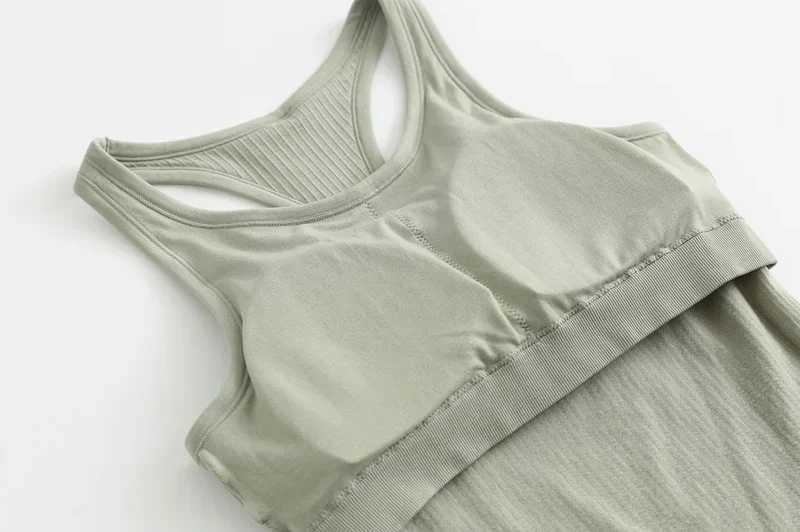 Dupe Raceack Yoga Vest Womens Fitn Sev Cami Sportswear Thin Rib Running Gym Crop Vest Built in Bra Top W241212