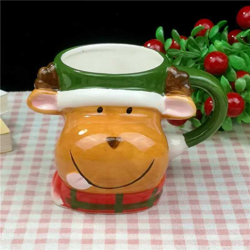 Christmas Cup Cute Cartoon Ceramic Water Cup Santa Claus Elk Snowman Penguin G Coffee Cup Gift Set Newcomer Holding Gift Y241211
