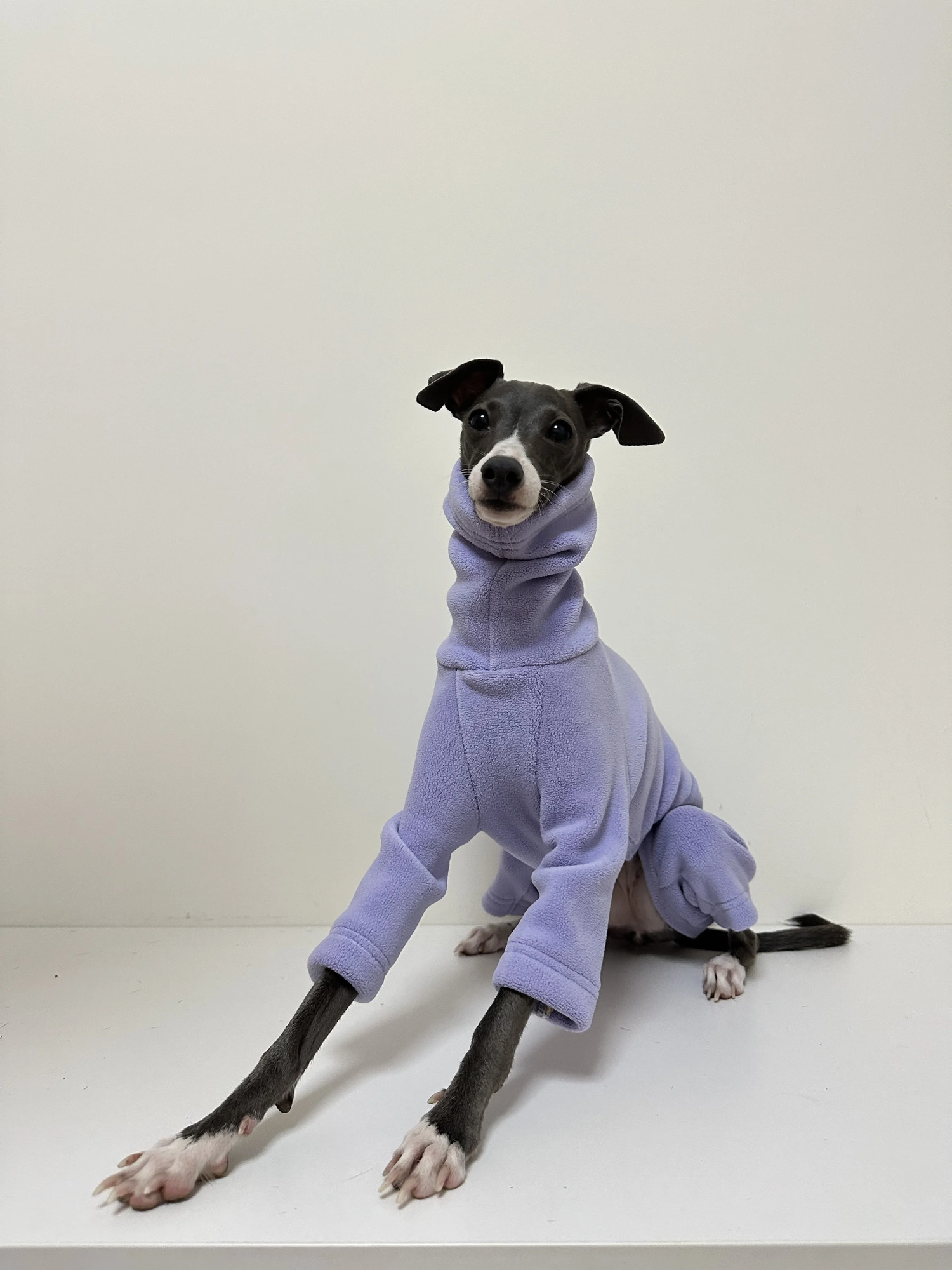 Fahison Whippet Italian Greyhound Clothing Fleece Dog Jammies Winter Warm Turtleneck Stretch Pet clothes 241212