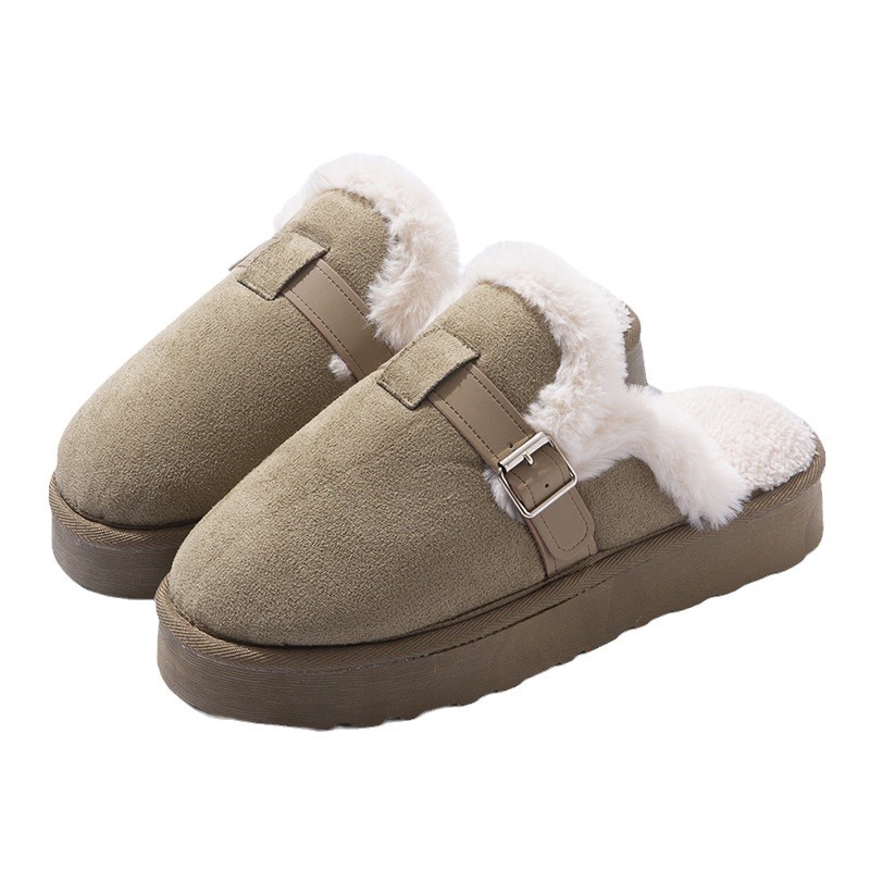 Women's winter add fleece 2025 new pregnant women's woolen shoes hot home warm thick sole cotton slippers women wear