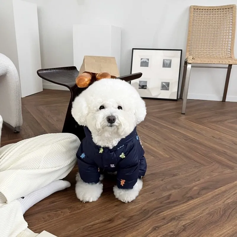 Dog Apparel Pet Four Legged Parks Teddy Jumpsuit Embroidered Coat Autumn And Winter Clothing Small Yorkshire Puppy HF69