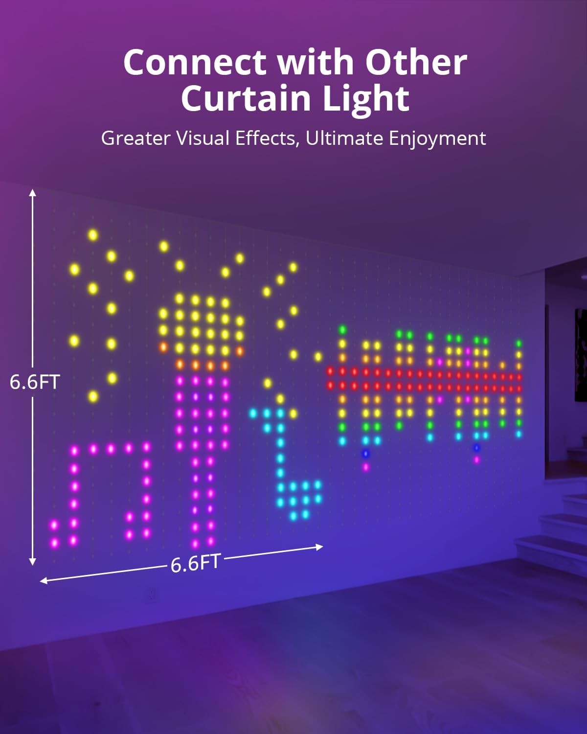 400 LED Smart Curtain Lights, DIY Programming App Remote Control RGB Fairy String Lights, Smart LED Curtain Lights, Color Changing Wall Lights, Dynami