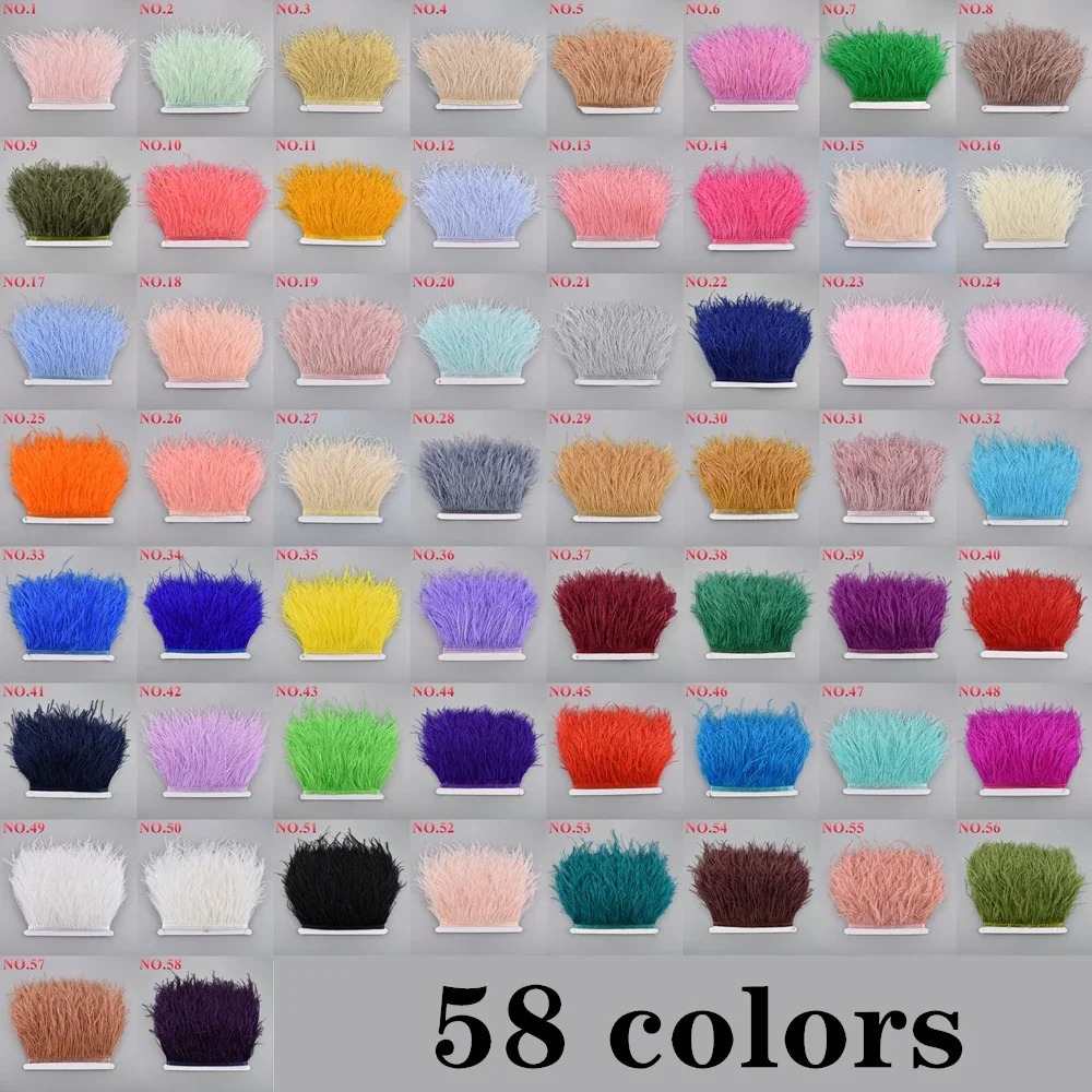 10 meters/batch of ostrich feathers decorated with ribbons 10-15CM 4-6 feather decoration tape Boa clothing sewing clothing white edge skin decoration - view 4
